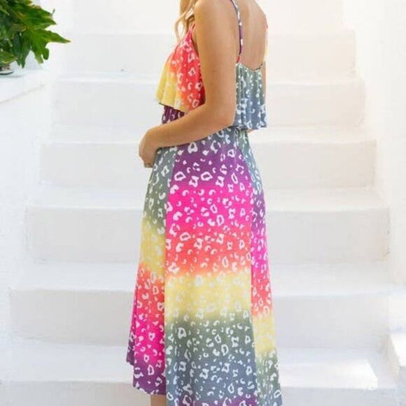 White Birch Neon Animal Print Dress- Small- NWOT- Bold, Strappy, Bright, Fun - Picture 3 of 3